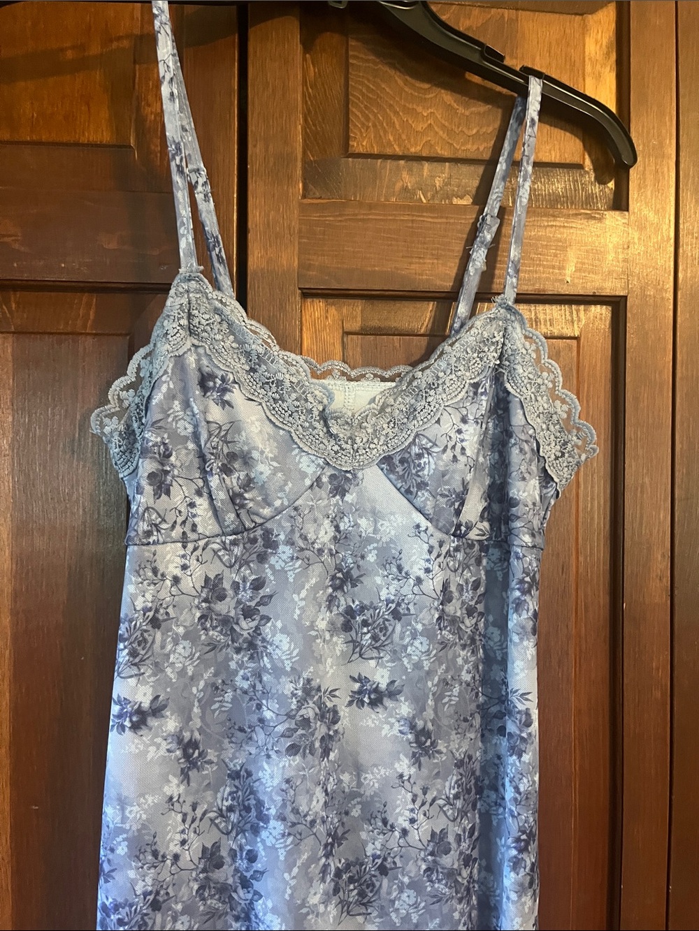 No Boundaries Blue Floral Lace-Trim Long Dress - Picture 3 of 7